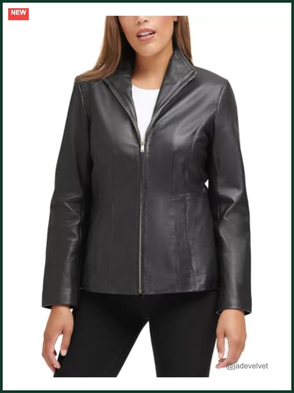 Genuine Leather Wing Collared Jacket Tailored Fit Long Sleeve
